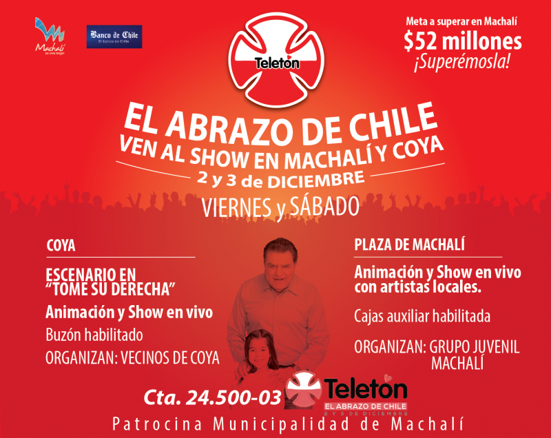En Machalí y Coya habrá show para apoyar la Teletón
