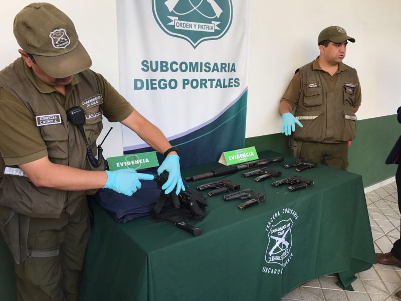 Incautan poderoso armamento tras enfrentamiento con carabineros
