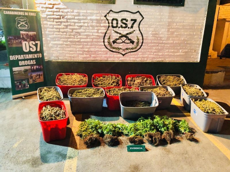 Tres mexicanos detenidos y 69 kilos de marihuana incautados en diligencia del OS-7 de Carabineros