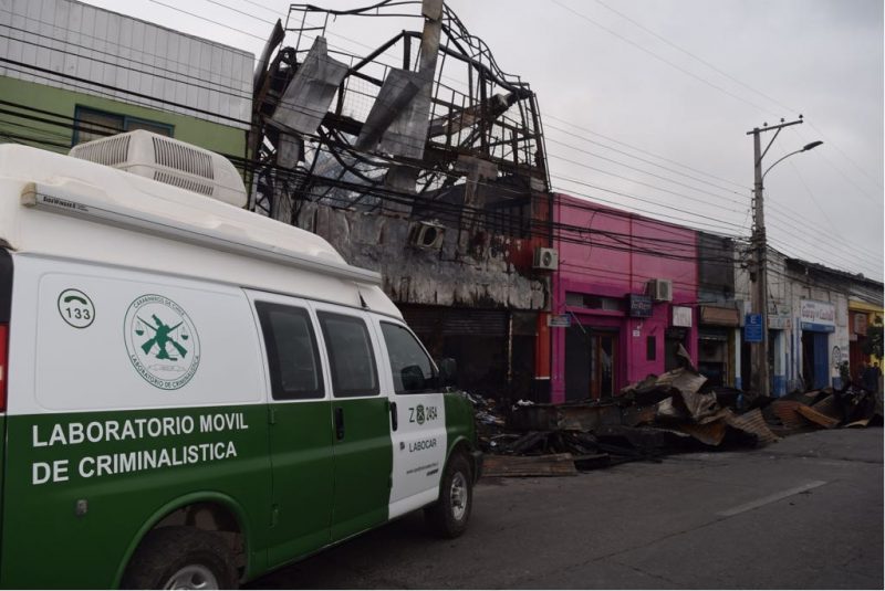 Labocar Rancagua investiga las causas de dantesco incendio en el centro de Rancagua