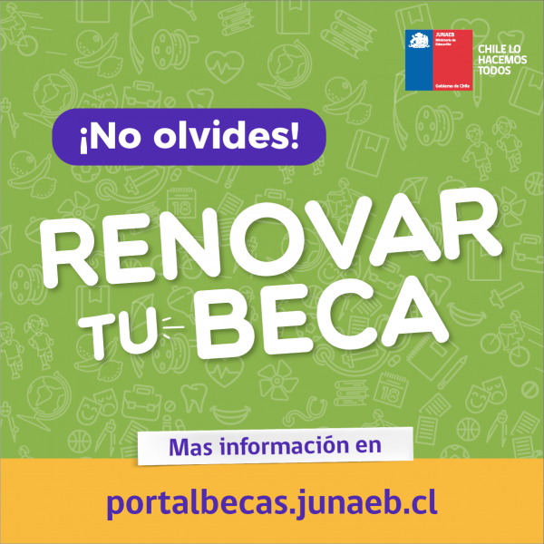 Junaeb llama a renovar becas para este segundo semestre