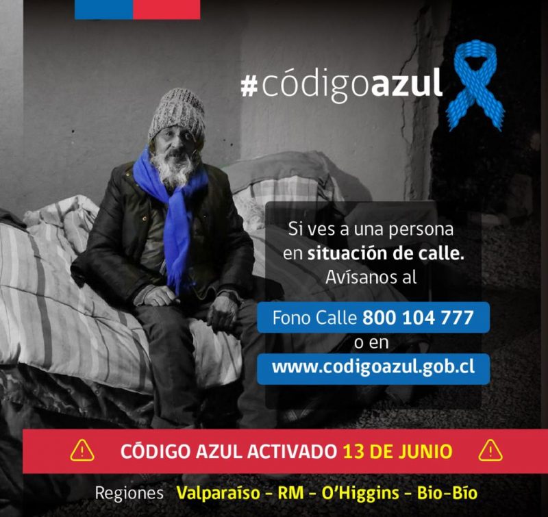 Gobierno activa Código Azul ante las bajas temperaturas de estos días
