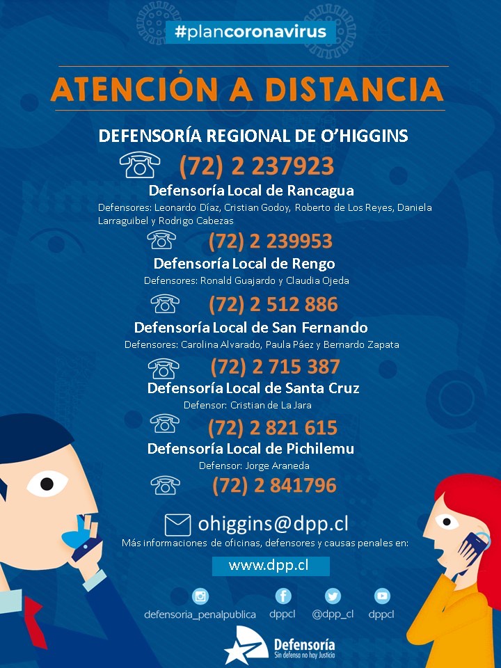 La Defensoría mantiene total cobertura en la región de O’Higgins a través de estrategia de atención remota