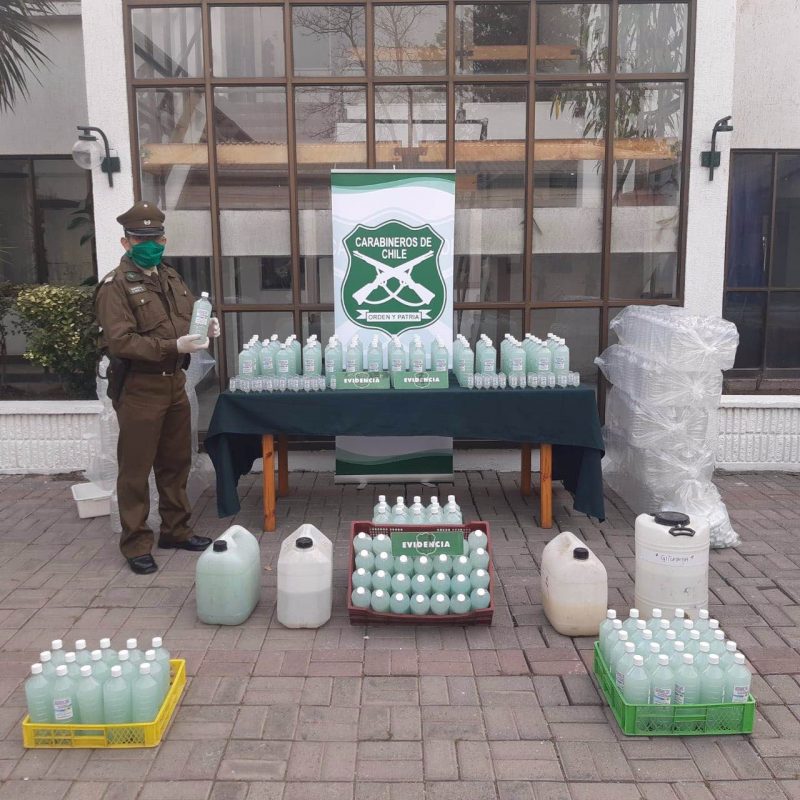 Sip de Carabineros realizo importante decomiso de Alcohol gel en Machali.