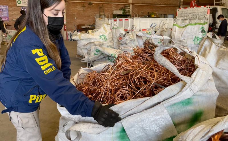 Incautan 52 toneladas de cobre que pertenecían a Codelco y empresas eléctricas