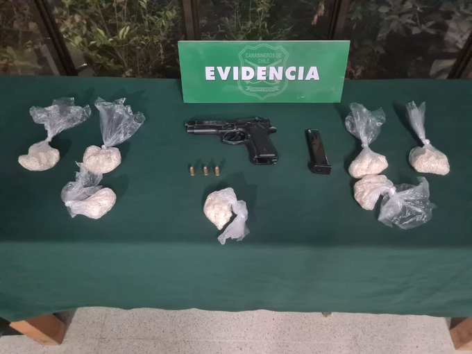 Decomisan droga y pistola en domicilio del sector oriente de Rancagua
