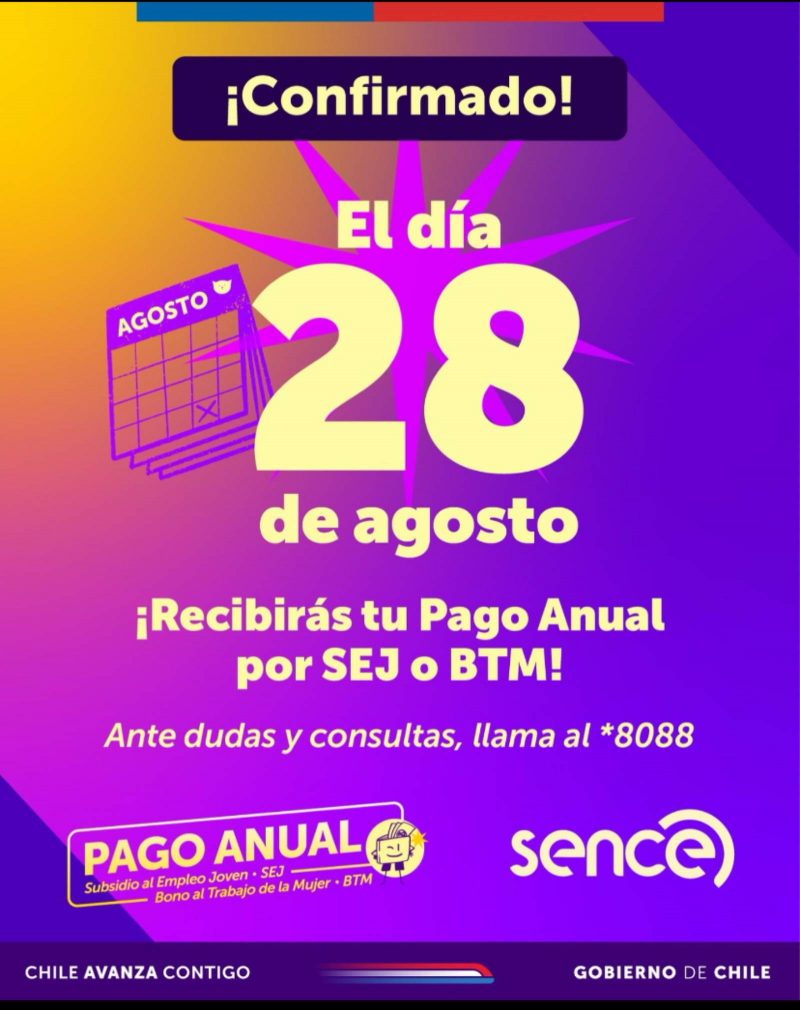 Más de 34 mil personas se verán beneficiadas por el pago anual 2024 del Bono al Trabajo de la Mujer y Subsidio al Empleo Joven de  SENCE